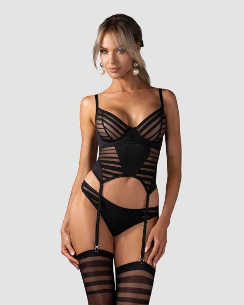 Lune Bellis corset et string - Noirs